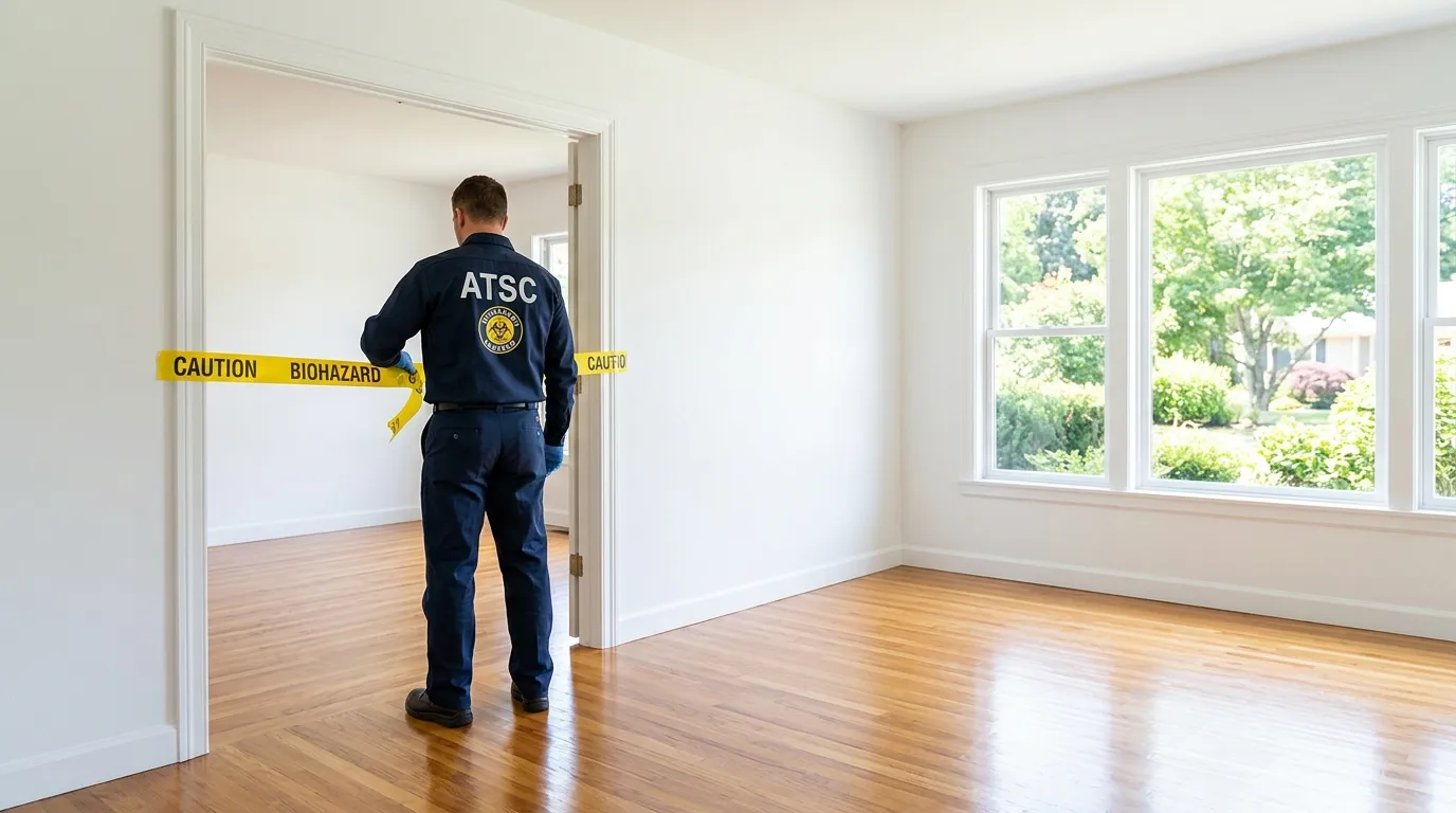 Certified biohazard cleanup crew performing Decomposition Cleanup in Siler City